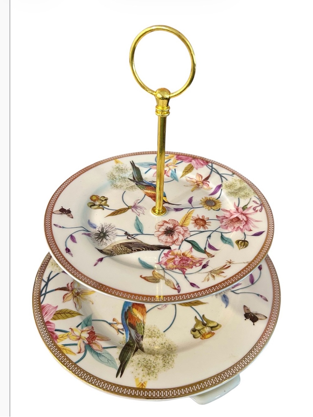 Grace Teaware Gorgeous Bird 2 Tiered Fruit Tray Serving Platter